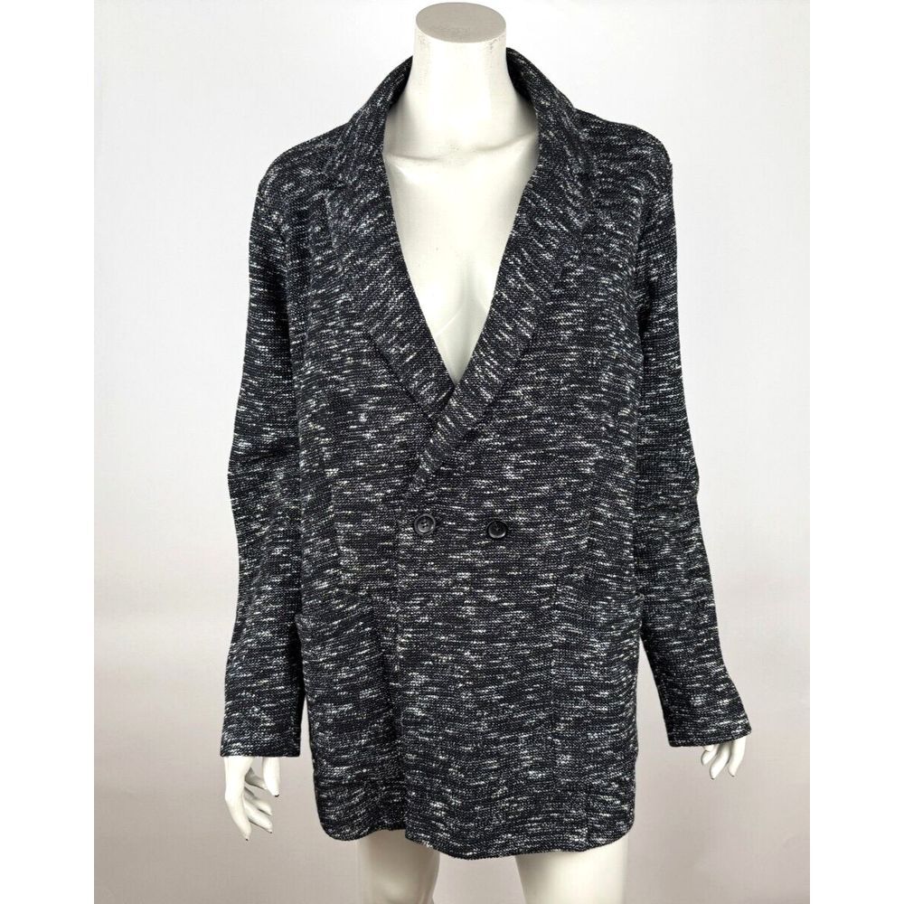 Eileen Fisher Black Tweedy Organic Cotton Knit Blazer‎ Jacket Women XL EUC $398
